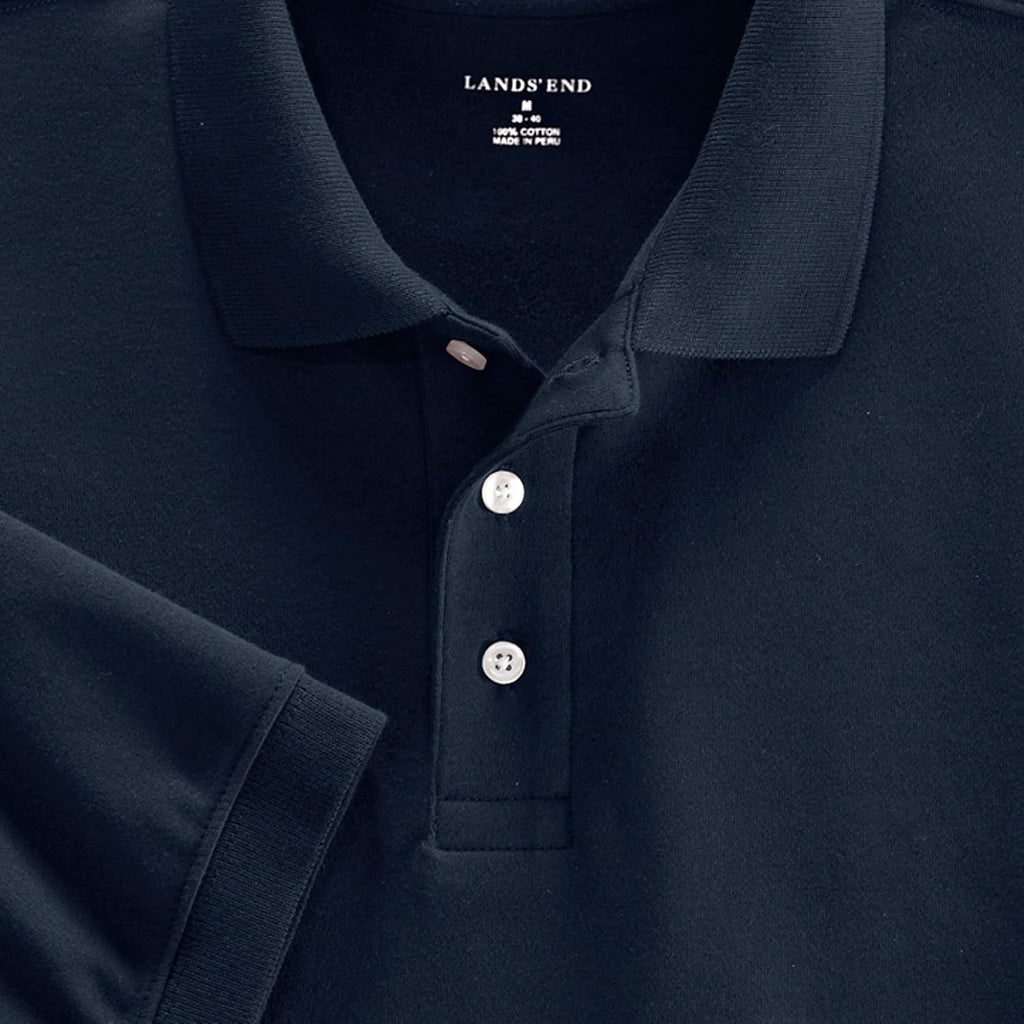 Lands' End Essentials Women's Short Sleeve All Day Comfort Polo Shirt - 100% Cotton Won't Shrink Pill Fade