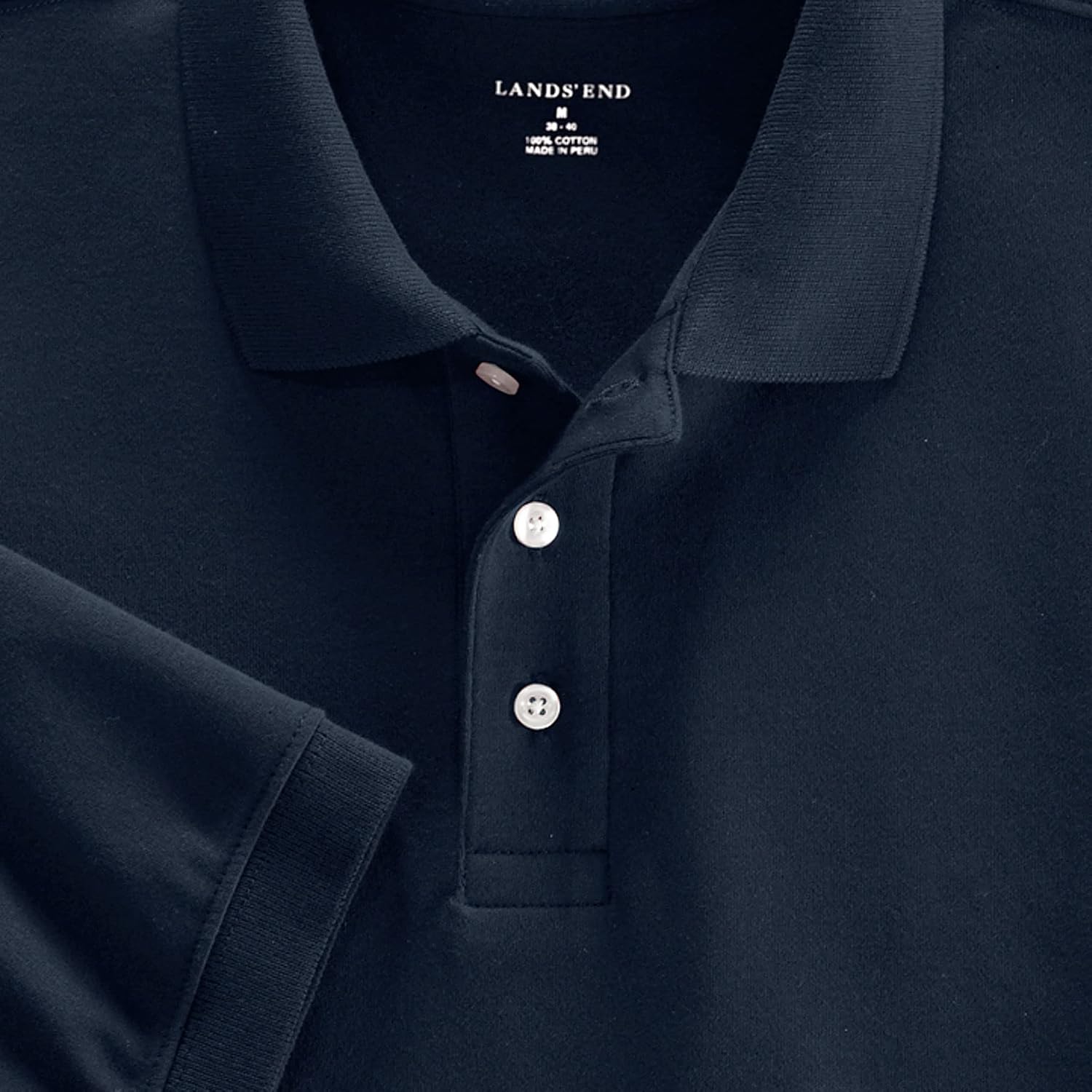 Lands' End Essentials Women's Short Sleeve All Day Comfort Polo Shirt - 100% Cotton Won't Shrink Pill Fade