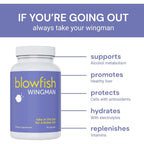 Blowfish Wingman | Supplement With Dhm + L-Cysteine + Electrolytes | Feel Better After Drinking | Pre-Alcohol Liver Support & Hydration