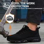 Steel Toe Shoes For Men Lightweight Safety Work Shoes With Kevlar Puncture Resistant Midsole Comfortable Low Top Work Shoes For Warehouse Factory Light Construction
