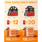 Hotor Lunch Box For Men & Women - Double-Layer Insulated Lunch Bag With Leakproof Liner, Portable Cooler For Work, Travel, Or Picnic, Black, 12L, 11.1" X 9.7" X 6.7"