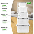 5 PCS Large Fruit Containers for Fridge - Leakproof Food Storage Containers with Removable Colander - Dishwasher & microwave safe Produce Containers Keep Fruits, Vegetables, Berry, Meat Fresh longer
