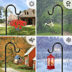 72" Shepherds Hooks For Outdoor, Heavy Duty Bird Feeder Pole With 7 Base Prongs, Adjustable Garden Hanging Holder For Bird Feeders, Solar Light Lanterns, Garden Plant Hanger Stands, 2 Packs