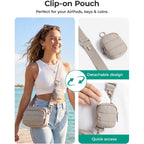 Bagsmart 2-Pc Set Small Crossbody Bags For Women Puffer Shoulder Hobo Purse | Small Hobo Bag With Detachable Cute Earbuds Pouch, Water-Resistant Quilted Nylon Fabric, Daily Casual Travel Work Errands