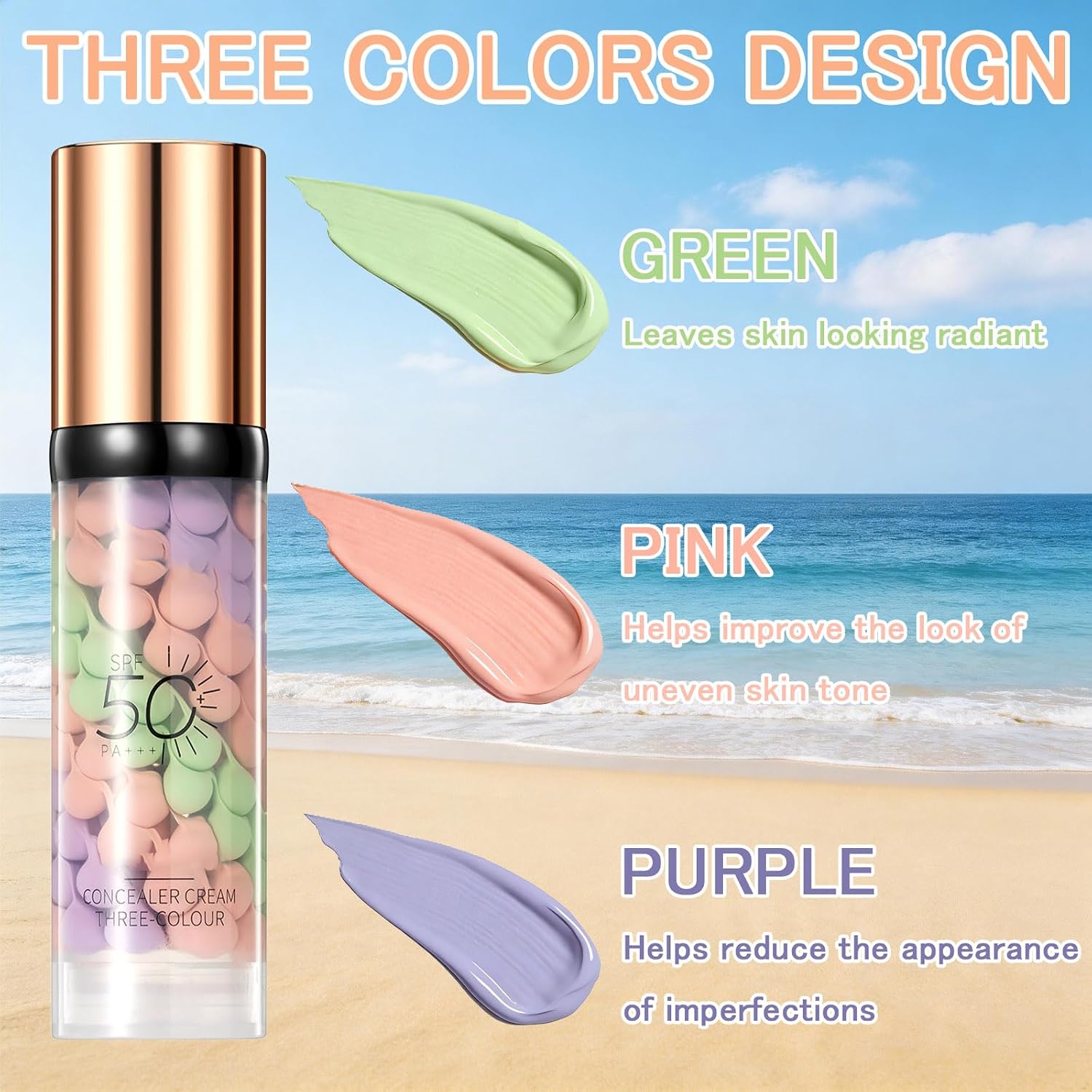 2 Pcs 3 In 1 Primer For Face Before Makeup, Sunscreen Isolation Cream Spf 50, Face Primer One Step Color Corrector, Moisturizing Skin Tone Correcting Oil Control