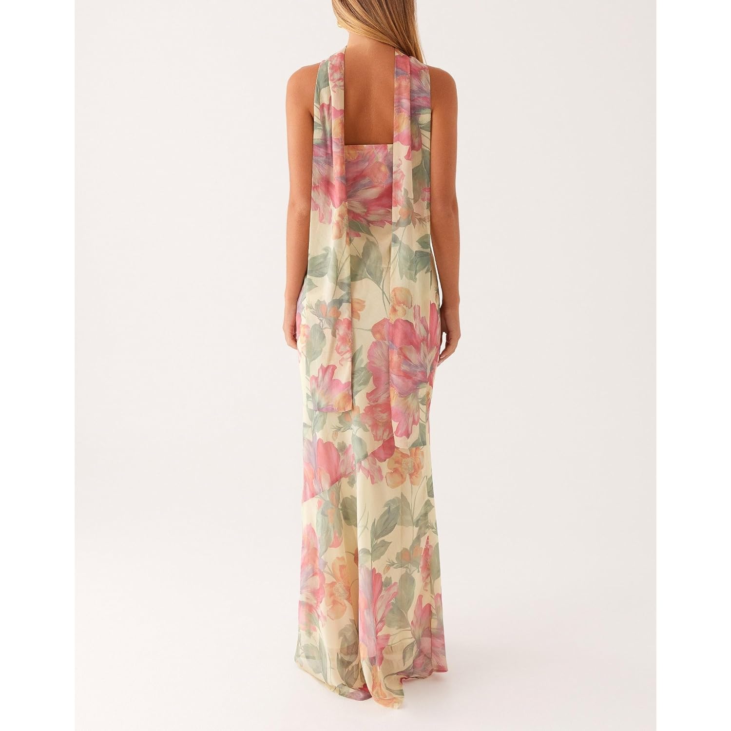 Women Strapless Floral Dress With Sarf Mesh Tube Maxi Dress Summer Cocktail Wedding Guest