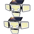 Lywalt Solar Outdoor Lights - 3000Lm 188 Led Motion Sensor Outdoor Lights, 4 Heads Security Light,Ip65 Waterproof, Easy Install,270°Wide Angle Flood Wall Light With 3 Modes For Backyard Yard