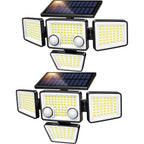 Lywalt Solar Outdoor Lights - 3000Lm 188 Led Motion Sensor Outdoor Lights, 4 Heads Security Light,Ip65 Waterproof, Easy Install,270°Wide Angle Flood Wall Light With 3 Modes For Backyard Yard