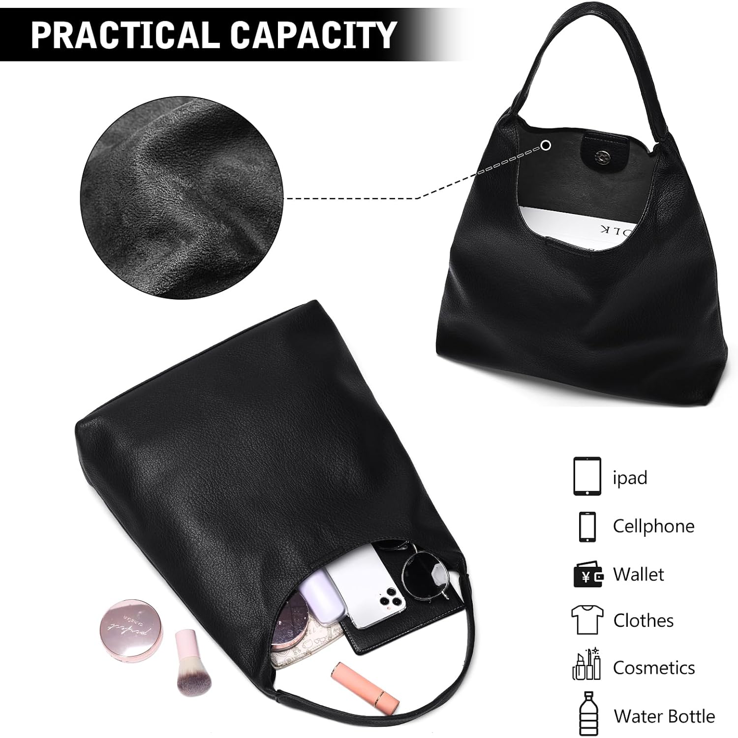 Slouchy Hobo Bags for Women Made of Genuine Leather Soft Shoulder Handbags Perfect for Work Travel and School