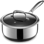 Hexclad 3 Quart Hybrid Nonstick Sauce Pan Pot With Lid, Stay-Cool Handle, Dishwasher Safe, Induction Ready, Compatible With All Cooktops