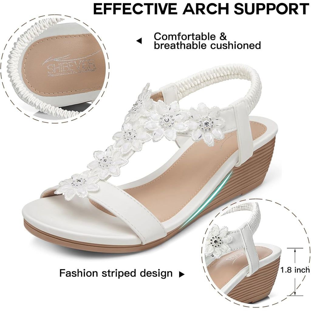 Shibever Wedge Sandals For Women Dressy: Summer Platform Comfortable Low Wedges Womens Sandal