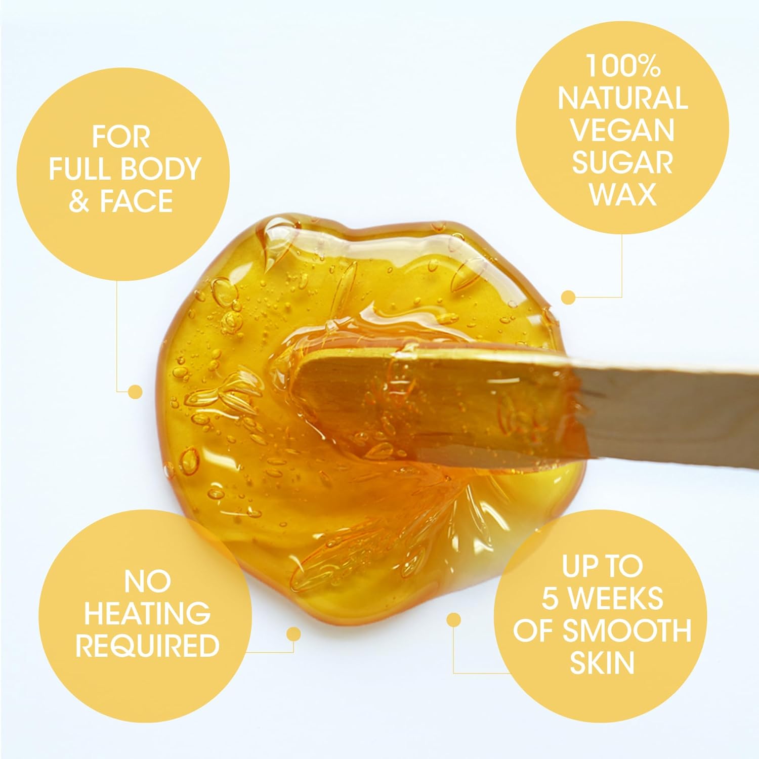 Nad's 100% Natural Sugar Wax Kit, Vegan, Hypoallergenic, No-heat Formula Waxing Sugar Paste, Includes 6 Wooden Spatulas, 10 Reusable 100% Cotton Strips, 1 Pre-wax Cleansing Soap & Sugar Wax 6oz