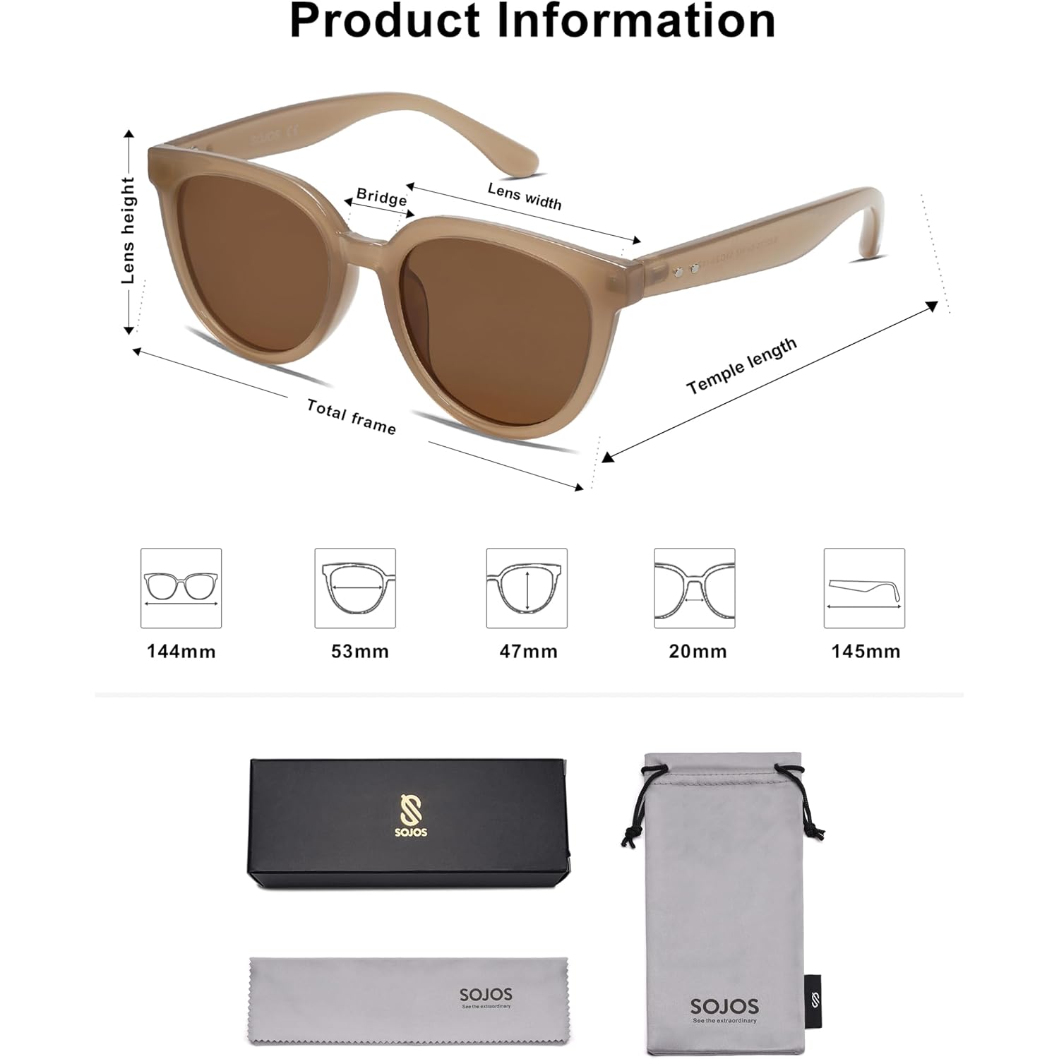 Sojos Trendy Cat Eye Round Polarized Sunglasses For Women Fashion Uv Protection Sunnies Sunglasses Sj2175