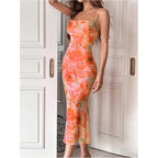 Gorglitter Women'S Floral Wedding Guest Derby Midi Dress Cocktail Summer Boho Beach Going Out Fishtail Sun Dresses
