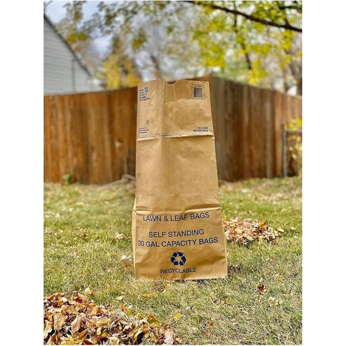 30 Gallon Lawn & Leaf 2-Ply Heavy-Duty Yard Waste Compost Refuse Paper Bags, Eco-Friendly, Tear Resistant, Self Standing, Biodegredable, Made In Usa, 10 Count