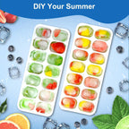 Ice Cube Trays With Lids For Freezer, 4 Pack Silicone Set, 56 Cubes | Easy-Release Reusable Ice Molds, Sturdy Pp Frame, Bpa-Free; Stackable & Dishwasher Safe For Whiskey, Cocktails & Baby Food