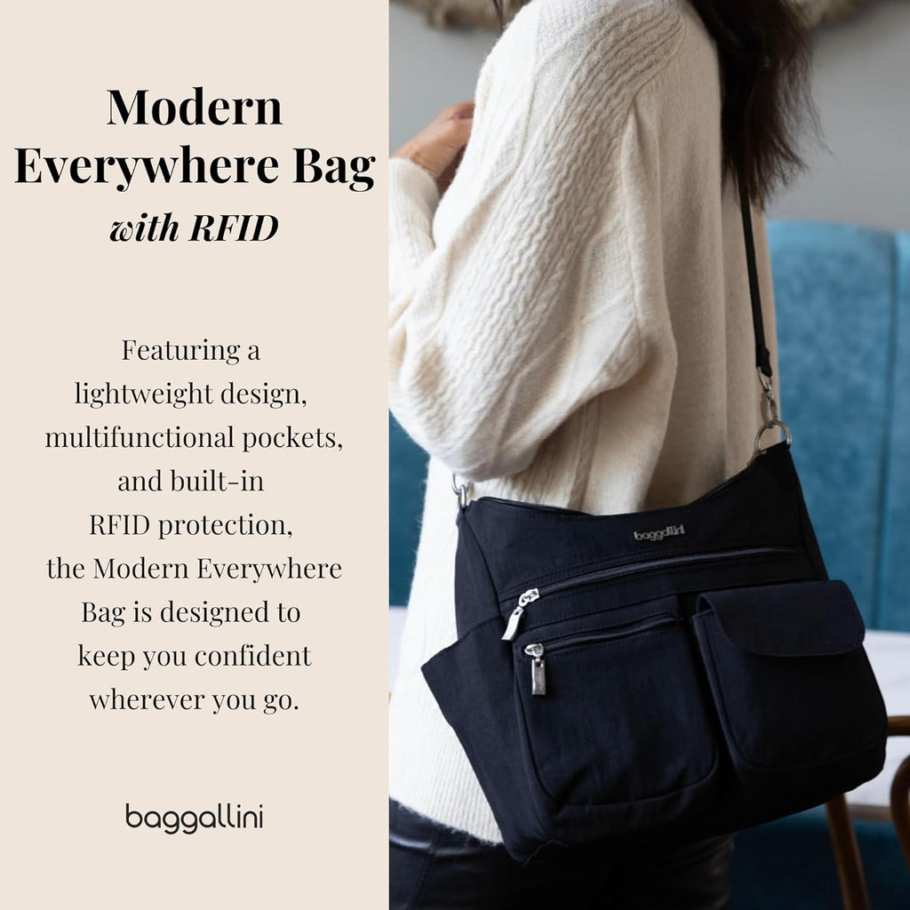 Baggallini Modern Everywhere Crossbody Bag for Women 11x9x4.5 Rfid Hobo Bag