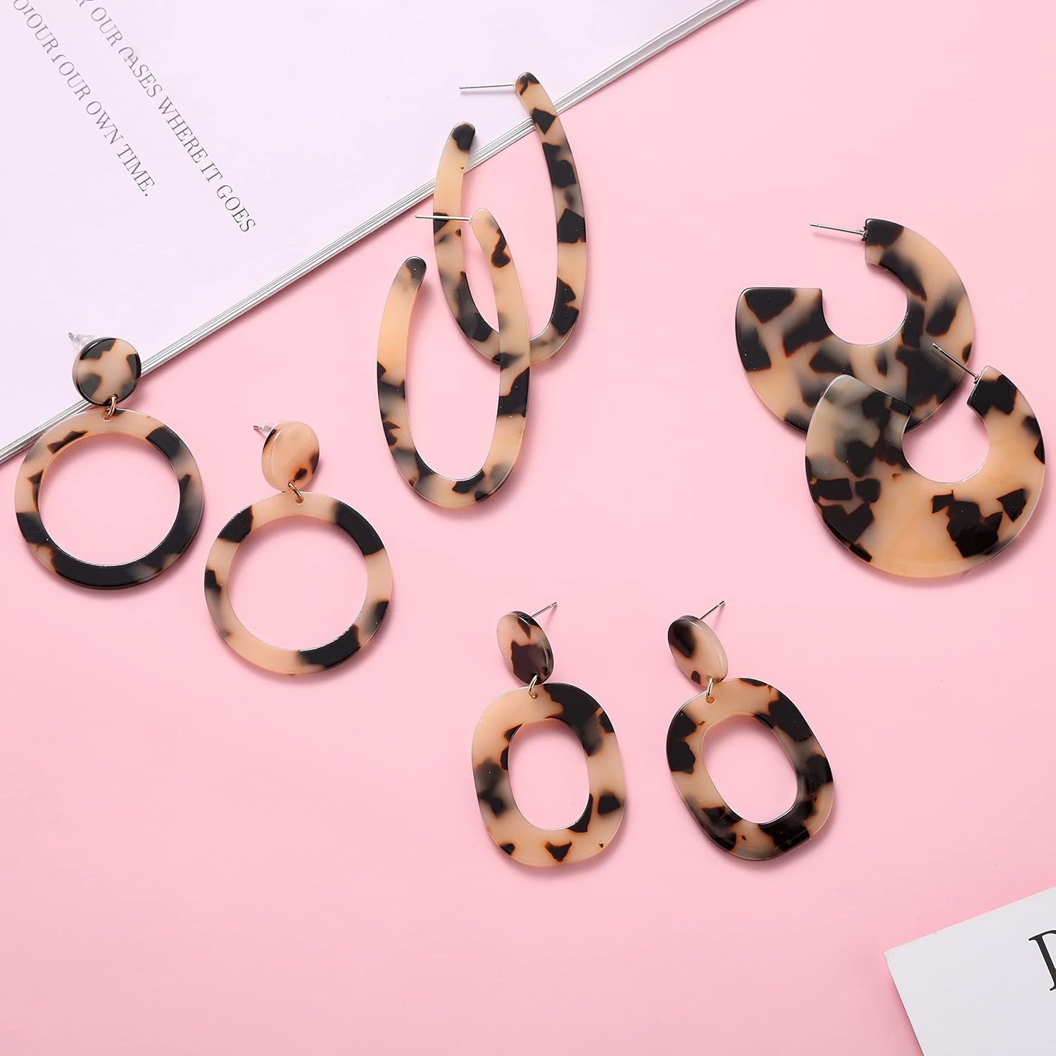 16 Pairs Trendy Statement Acrylic Rattan Earrings for Women-Fashion Summer Beach Vacation Boho Jewelry Set