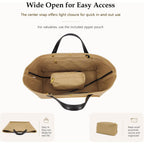 2Pcs Set, Large/Xl Tote Bag With Pouch For Women, Canvas Or Genuine Leather Crossbody Shoulder Bag, Top Handle Purse