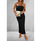 Prettygarden Women'S Summer Bodycon Maxi Tube Dress Ribbed Strapless Side Slit Long Going Out Casual Elegant Party Dresses
