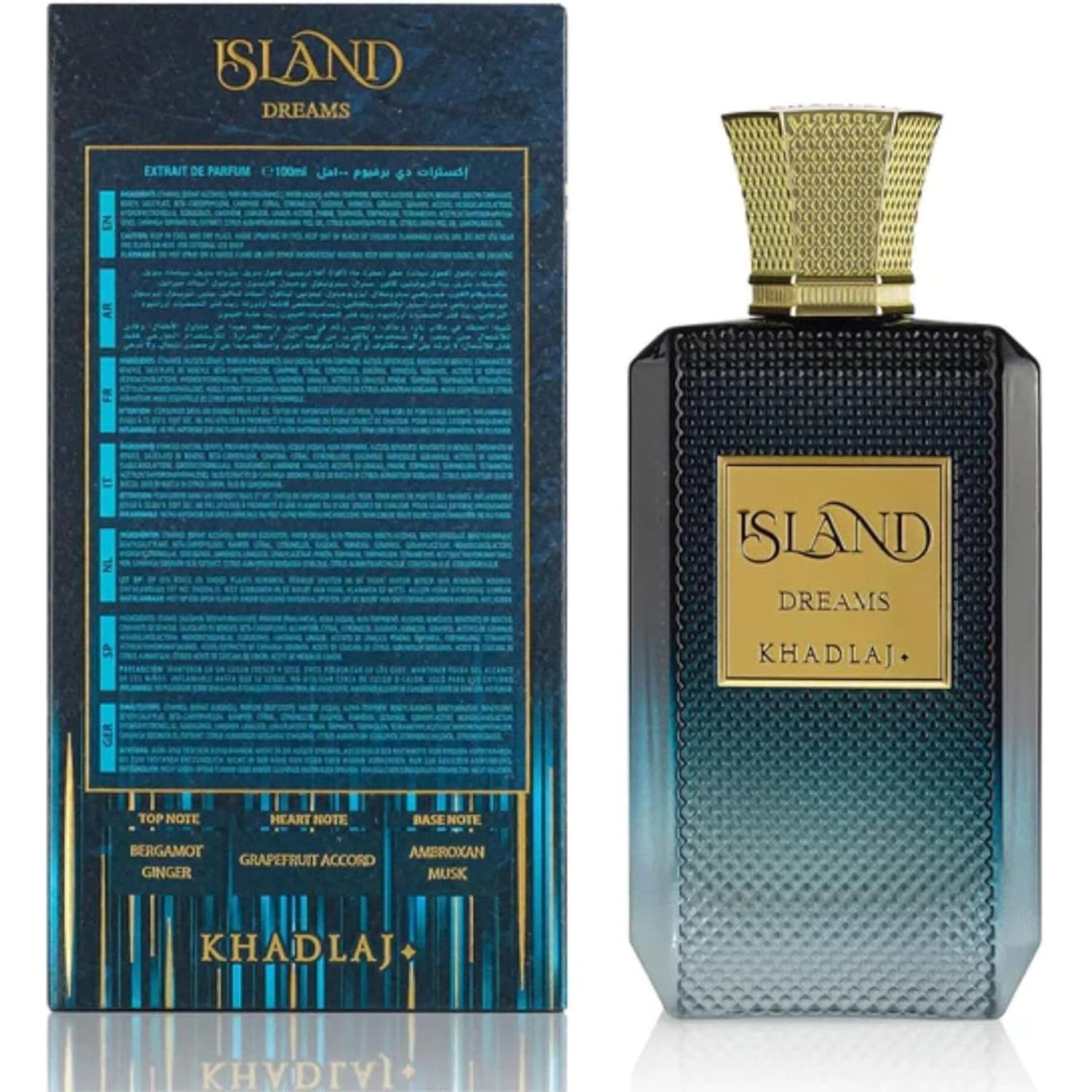 Khadlaj Island Dreams – Fruity, Floral, Woody, Musky – Extrait de Parfum Long-Lasting Fragrance for Unisex, 3.4 Ounce