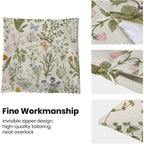 Aeioae Spring Pillow Covers 18X18 Inch Set Of 2,Sage Green Wild Flower Plant Throw Pillows Case,Seasonal Floral Outdoor Decorative Square Linen Farmhouse Decor Cushion Covers For Home Sofa Bed Couch