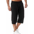 Hangnifang Men'S Long Linen Shorts Below Knee Pocketed 3/4 Summer Drawstring Capri Pant