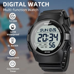 Beeasy Mens Digital Sports Watch, 50M Waterproof 49Mm Rubber Strap Mens Watches With Stopwatch, Countdown Timer, Alarm & Dual Time—Ideal For Sport, Gym, Running, Referee, School & Daily Wear