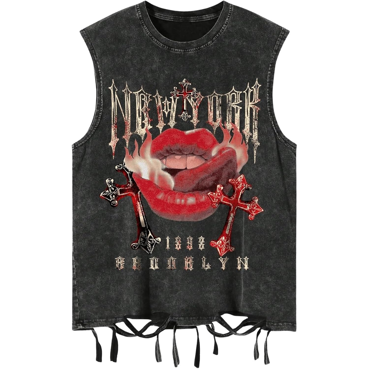 Verdusa Men'S Y2K Graphic Tees Grunge Hippie Distressed Tank Top