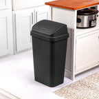 Sterilite 4-Pack Swing Top Wastebasket, Sleek Square Profile Trash Can, 13 Gallon, Black - Modern Garbage Bin For Kitchen, Bathroom, Garage And Workspace, Fits 13 Gal Liners