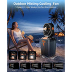 Westtree Portable Misting Fan, Large Rechargeable Battery Powered Mist Fan, Long Lasting Runtime, 3 Nozzles Mister Design, Portable Fan For Home Patio Camping Outdoor Mist Daily Cooling Fan
