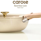 CAROTE 25PCS Ceramic Cookware Set, Pots and Pans set Non Stick, RV Kitchen Cooking Set Removable Handles, Oven Safe, Induction Cookware, Non-toxic Kitchen Cooking Set, PFAS and PFOA Free