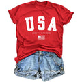 American Flag Shirts for Women: USA Flag Graphic Tee 4th July T Shirt Blouse Tops Red2
