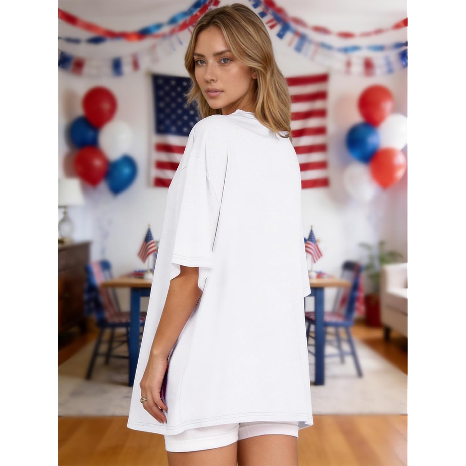 4th of July Outfits for Women USA Patriotic Shirts for Women Short Sleeve Red White and Blue Shirts American Flag Summer Tops