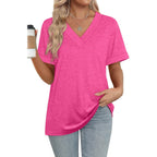 Womens Summer Tops Short Sleeve Basic Casual V Neck T Shirts Trendy Fashion 2026