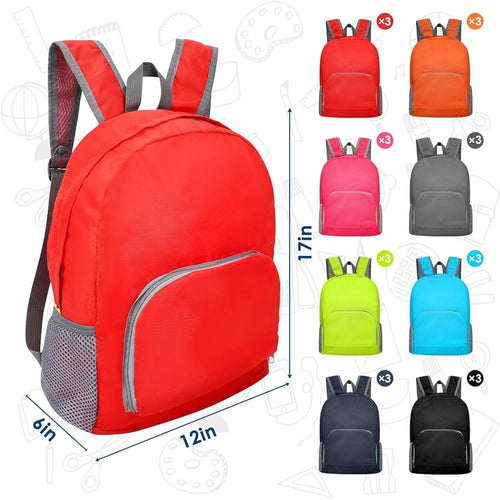 24 Pcs 17 Inch Backpack In Bulk Foldable Classic Back Packs Colorful Book Bags Assorted Colors Lightweight Bookbags For Outdoor Travel Student School Supply 8 Colors
