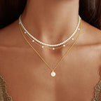 Mothers Day Gifts - Pearl Necklace, 18K Gold/Silver Plated Layered Pearl Necklaces Dainty Pearls Choker Necklace and Earring Set Mothers Day Birthday Gifts for Mom Wife Daughter Sister Friends