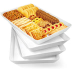 WOWBOX 4 pcs Serving Tray for Party, Grilling Accessories, Serving Platters for Snacks, Fruit, Reusable Plastic Trays for Serving Food and Pantry Organization in Kitchen & for Mothers Day Parties