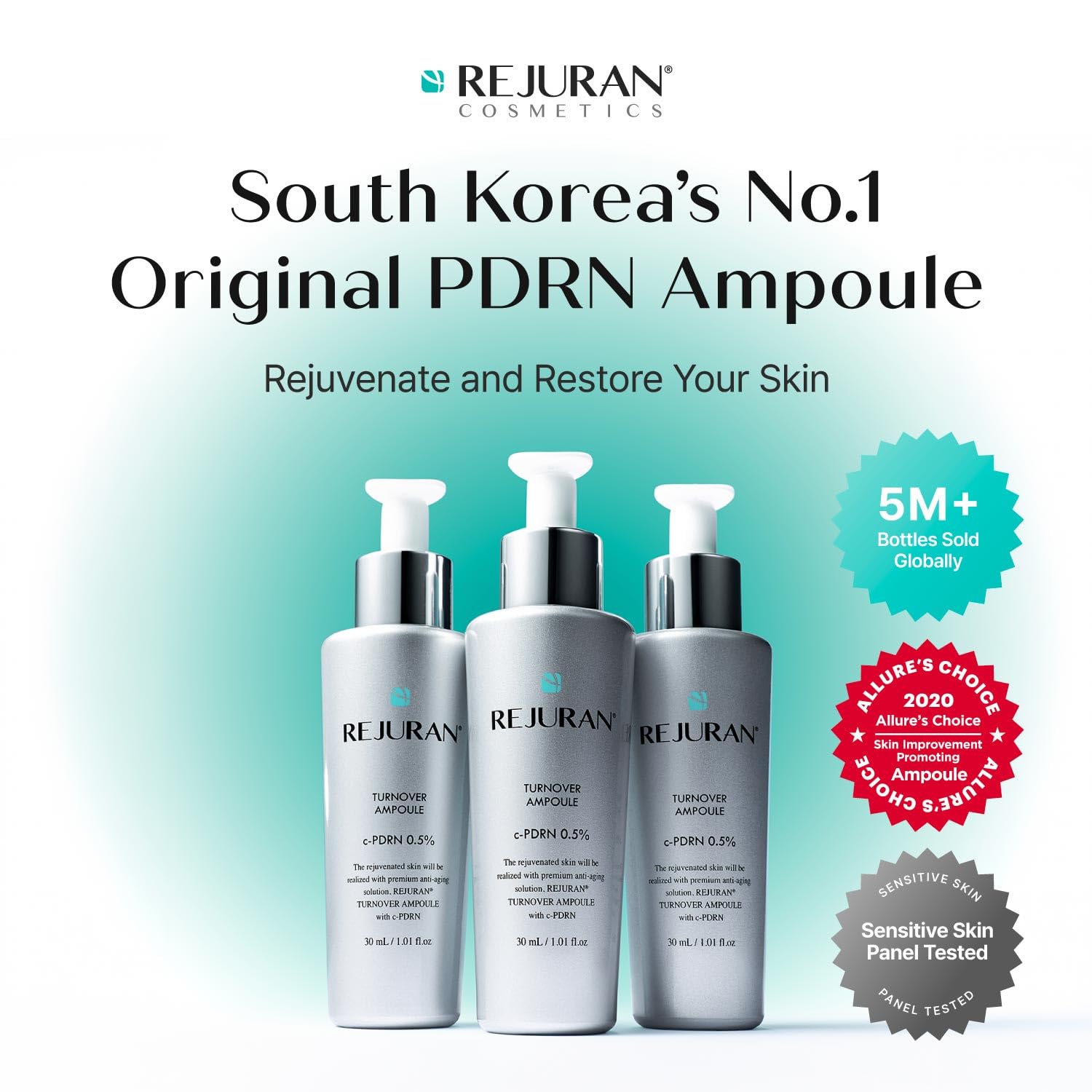 Rejuran® Turnover Ampoule, C-Pdrn® – Original Salmon Dna Pdrn Face Serum For Rejuvenation, Firming, Hydration & Youthful Glow, Refines Skin Texture. Korean Skincare (1.01 Fl Oz)