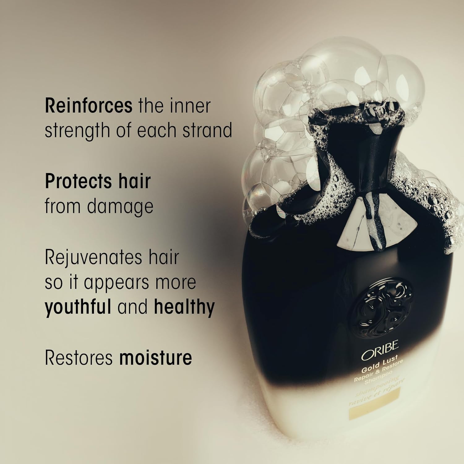 Oribe Gold Lust Repair & Restore Shampoo - Repairs & Prevents Damage - Protects & Moisturizes Dry, Damaged Strands - With Biotin & Niacinamide - For Damaged Hair & All Hair Types - 8.5 oz