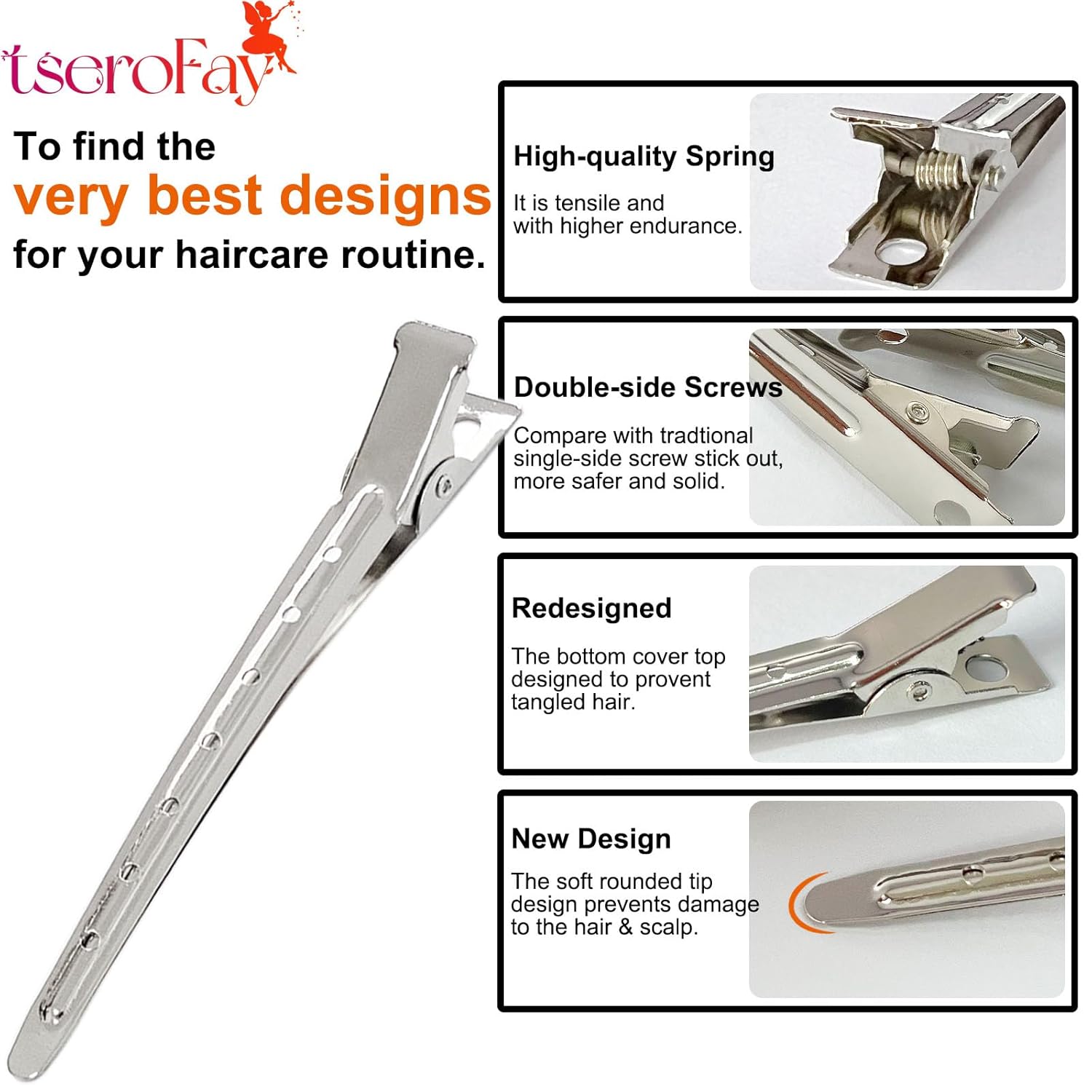 RENEWED Metal Silver Duck Billed Clips: 24Pcs Long Hair Sectioning and Curl Clips for Women with Case