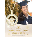 Compass Necklace for Women, 925 Sterling Silver Pendant Jewelry Cubic Zirconia Unisex Senior High School College for Masters Degree Graduation Birthday Christmas Ideas Gift