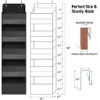 Tymensh Black Over Door Organizer With 5 Large Clear Pockets And 6 Side Mesh Pockets, Anti-Tilt Hanging Door Storage For Closet, Bathroom, Nursery, Bedroom, Dorm, Toys, Cosmetics