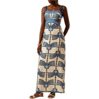 Soly Hux Women'S Summer Maxi Dress Boho Print Tie Shoulder Spaghetti Strap Cut Out Tie Back Cami Dresses Sundress
