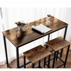 Hoobro Bar Table And Chairs Set, 47.2” Rectangular Pub Table With 2 Stools For Small Space, 3-Piece Breakfast Stools Set, Sturdy Metal Frame, Easy To Assemble, Rustic Brown Bf52Bt01
