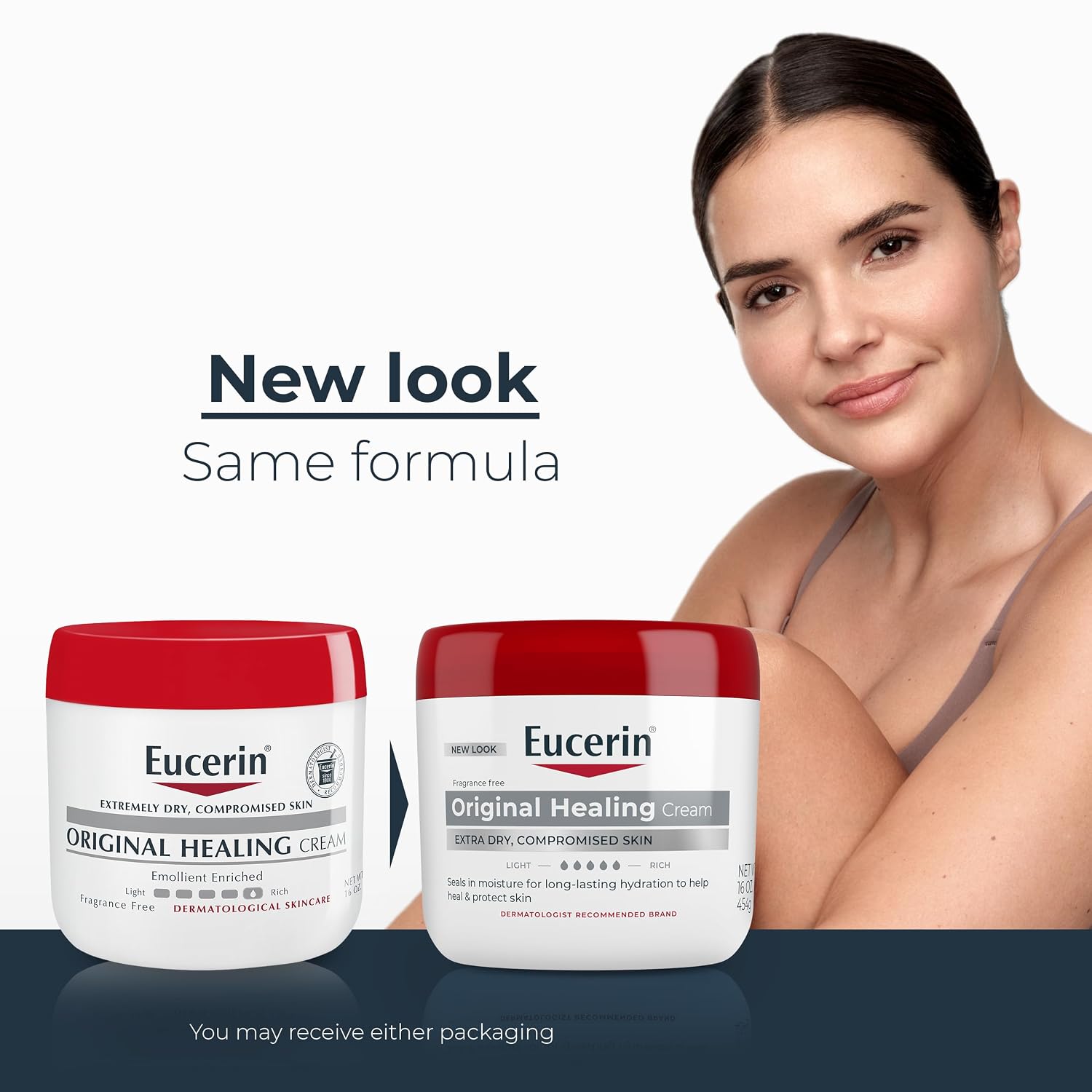 Eucerin Original Healing Cream, Unscented Body Cream For Extremely Dry, Sensitive And Compromised Skin, Emollient Enriched Body Moisturizer, 16 Oz Jar, Pack Of 2