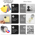 Lovimag Fridge Magnets 12Pcs, Magnet For Refrigerator Whiteboard, Black | Small Strong Neodymium Metal Cute Push Pin For Classroom, Kitchen, Accessories Decorative, Office, Calendar