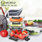 M MCIRCO [5-Packs, 36 Oz Glass Meal Prep Containers with Snap Locking Lids Glass Food Containers,Airtight Lunch Container,Microwave, Oven, Freezer and Dishwasher (4.5 Cup)