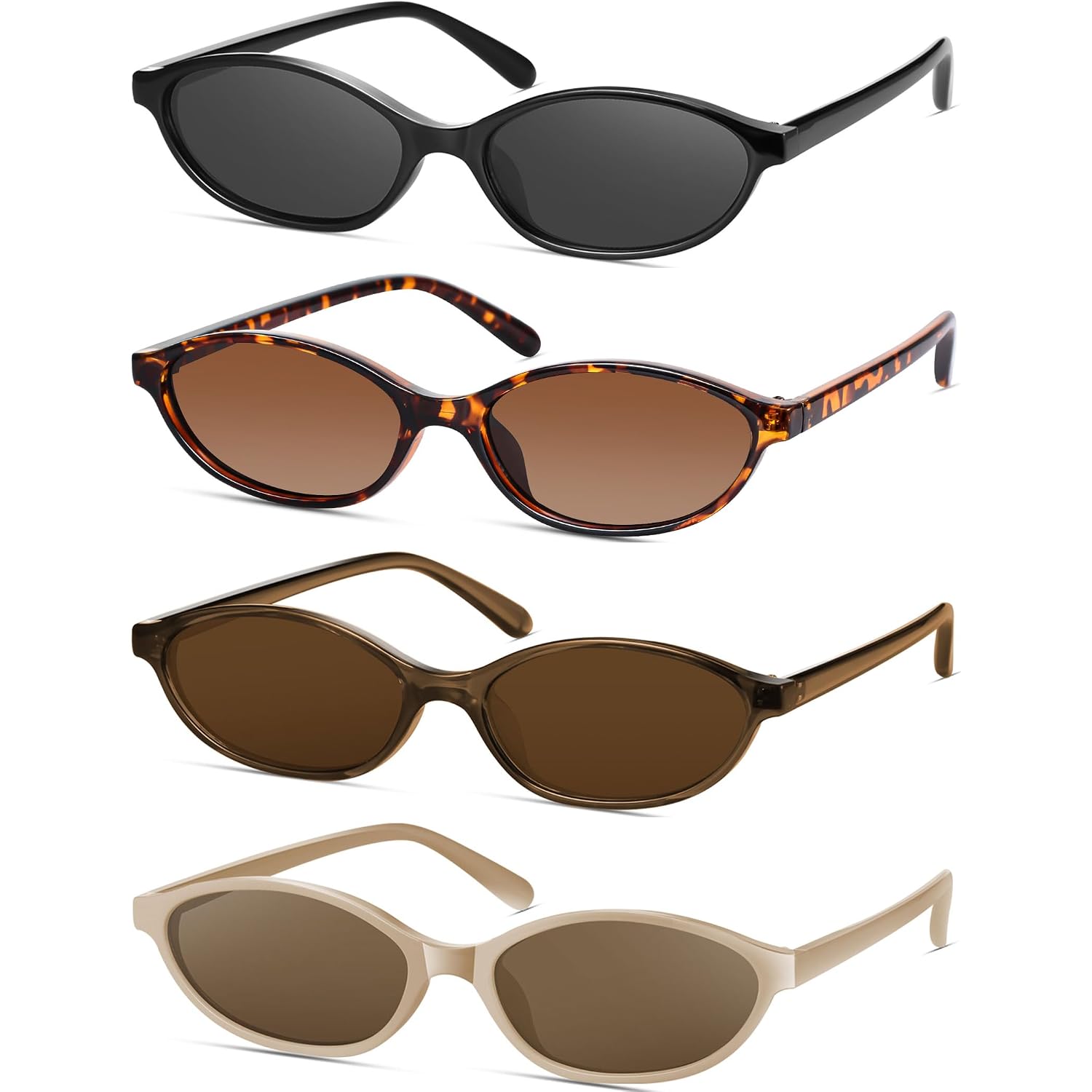 Retro Oval Cat Eye Sunglasses For Women Y2K Designer Trendy Narrow Shades Uv Protection Sun Glasses
