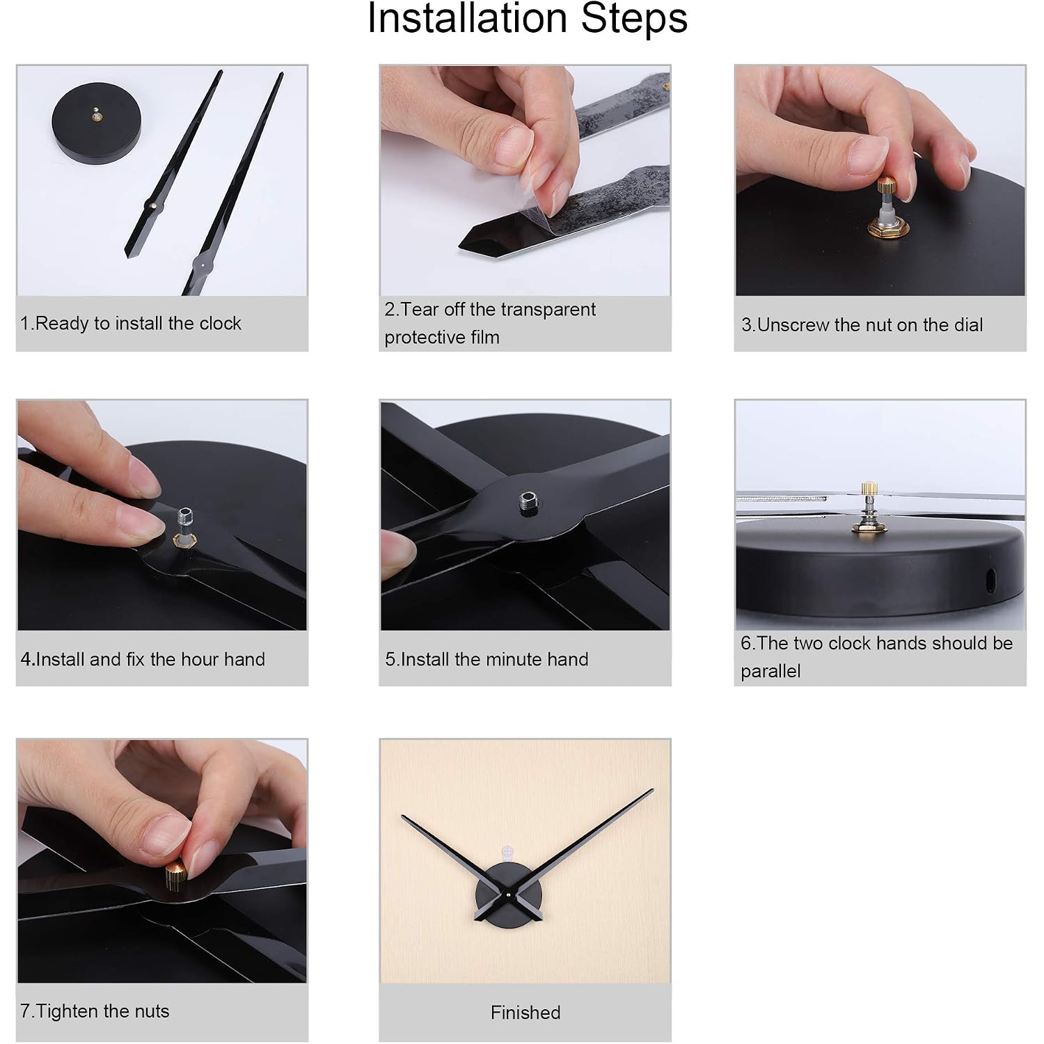Lafocuse Silent 24 Inch Diy Wall Clock With Large Clock Hands And Motor Kit, Diy 12888 Clock Movement Mechanism Replacement With 12 Inch Long Minute Hands For Living Room